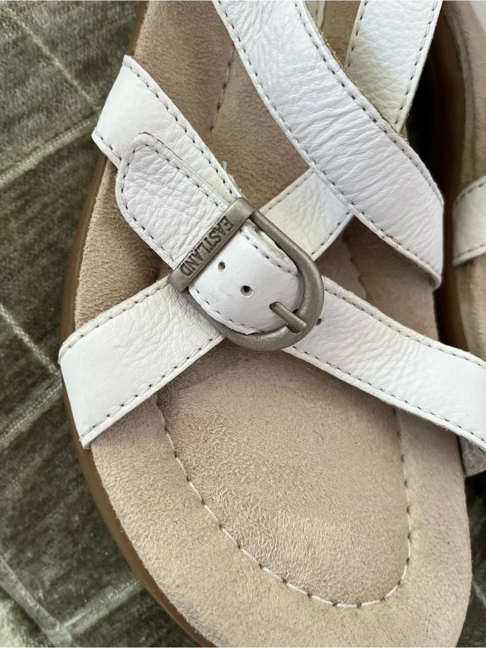 Eastland White Leather Crisscross Slingback Sandals - Picture 4 of 9